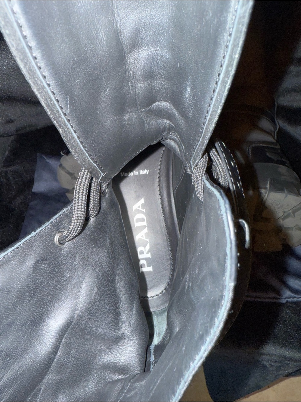 Prada monolith Black Combat Boots sz 37.5 - Picture 5 of 10